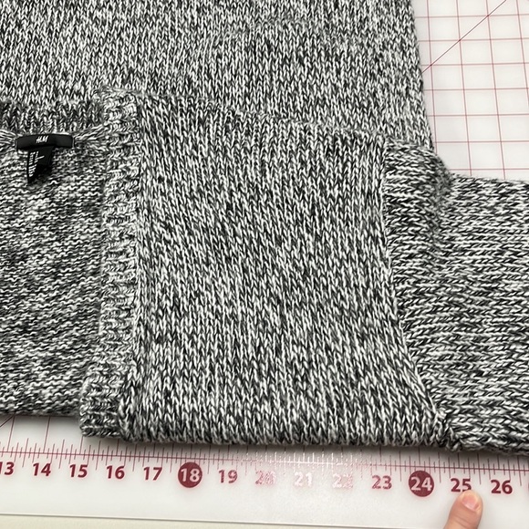 H&M Boho/Office Chunky Knit Black/White 3/4 SLV Round Hem Open Front Cardigan S - Picture 13 of 14